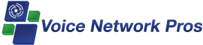 Logo of Voice Network Pros featuring a blue and green design with a circular symbol.