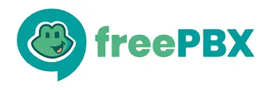 FreePBX logo featuring a green frog icon and text in a circular design.