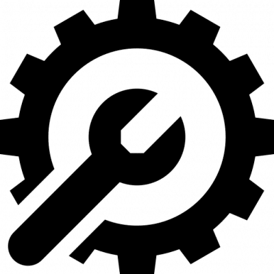 Icon featuring a wrench and gear symbol commonly used to represent maintenance or repair services.