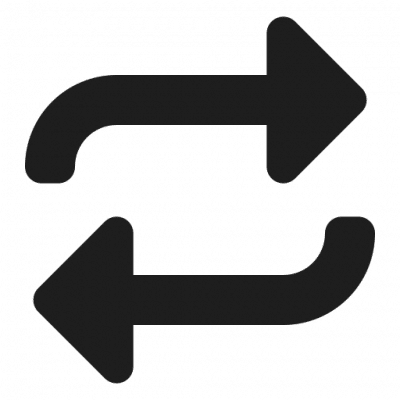 Icon featuring two arrows in a circular motion indicating return or exchange.