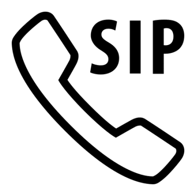 Icon of a telephone with the text 'SIP' next to it, representing SIP dialing technology.